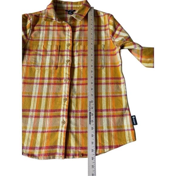 Cotopaxi Mero Flannel Button Down Shirt Unisex size S Yellow Orange Amber Plaid - Picture 9 of 10